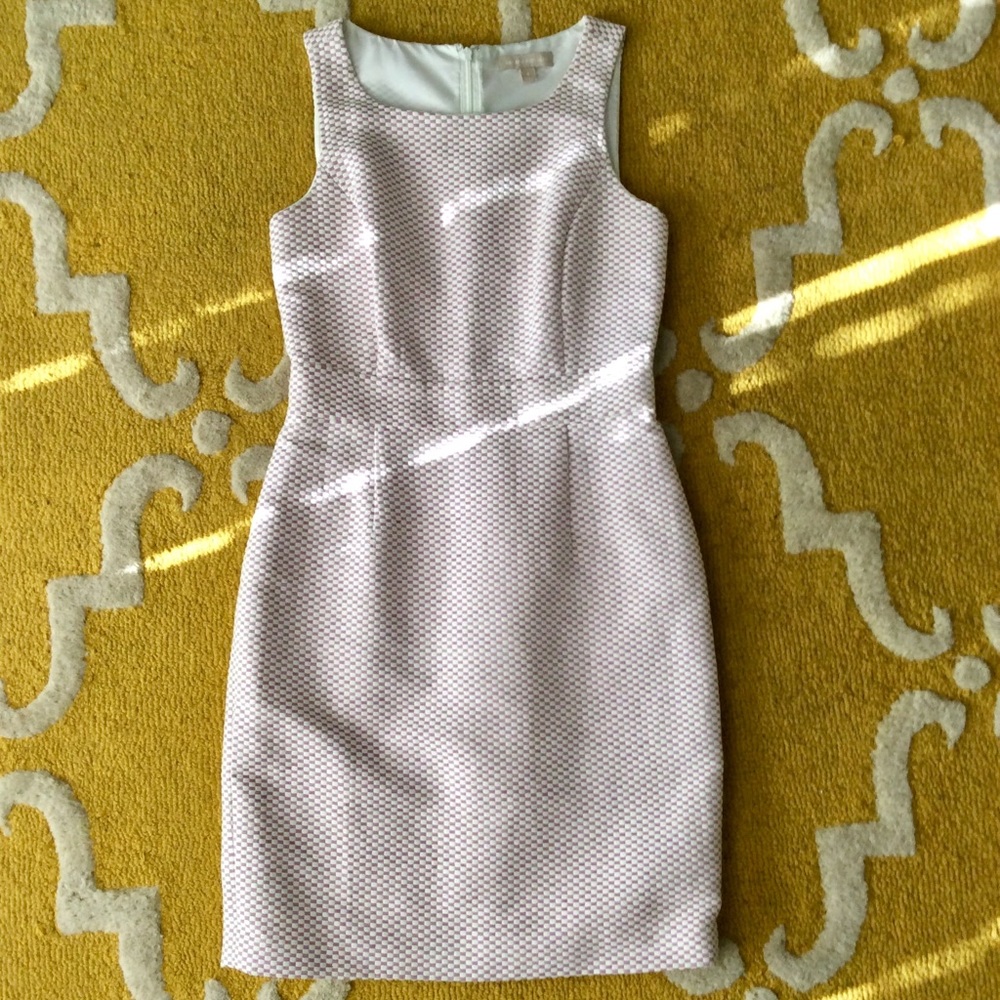 DONATED!  Banana Republic Jacquard - Pink and White Checkered Dress 🌷Beautiful - Picture 3 of 7